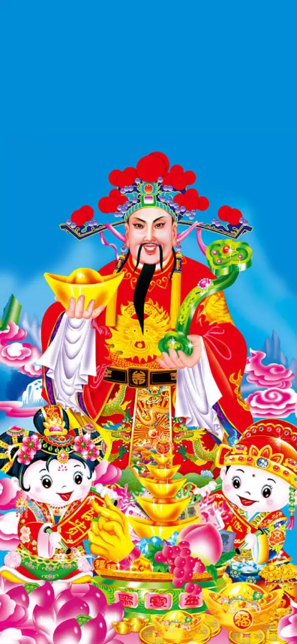 3、暴富财神爷壁纸:年财神贴在哪个墙上合适?
