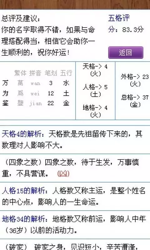 五行名字测试打分测试