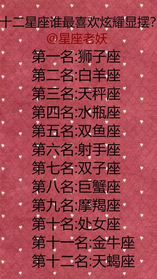 1、十二星座谁是老大女生:12星座中哪个星座？？