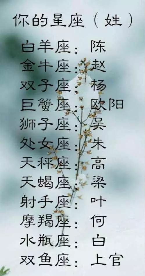 3、把你的姓+星座个字+你的属相，组成一个名字，看谁的最雷人。