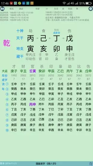 3、排八字排盘算命免费:子平八字排盘免费算命