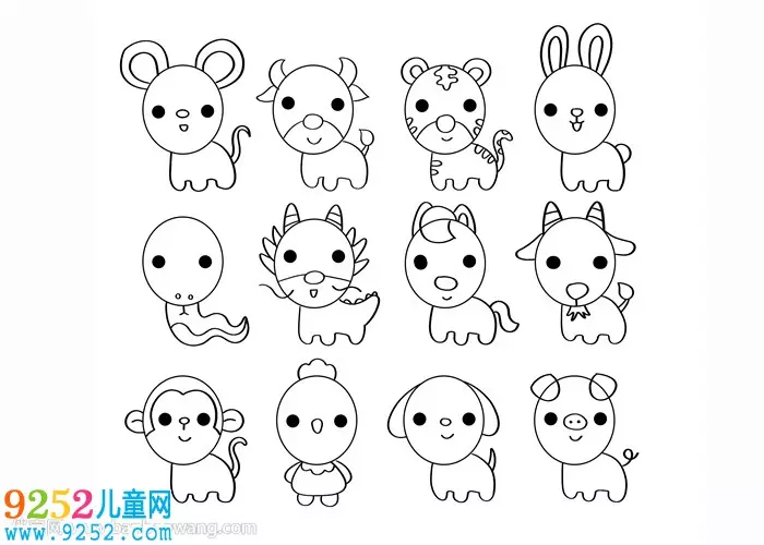 5、十二生肖简笔画:如何画好十二生肖的简笔画？