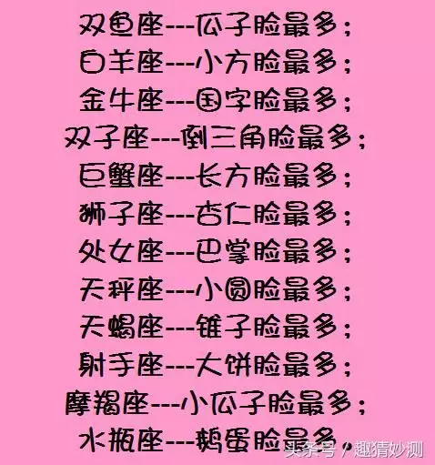 1、十二星座天生什么脸:12星座各具有什么样的外貌特征