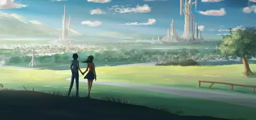 动漫情侣牵手图片