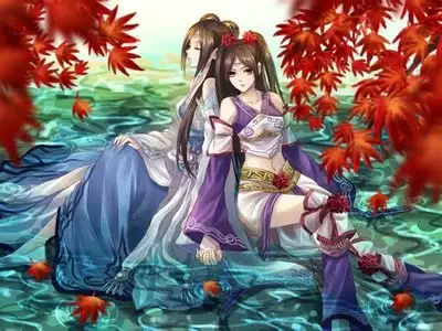 唯美古風情侶一左一右