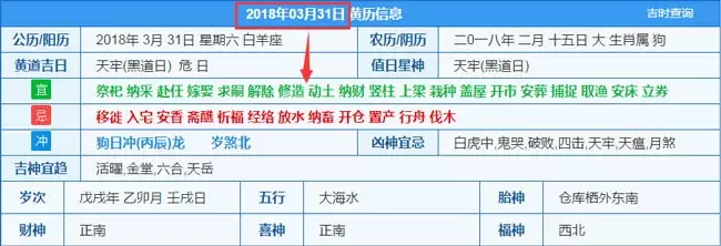 1、吉日吉时辰查询表:年老黄历吉日吉时辰查询