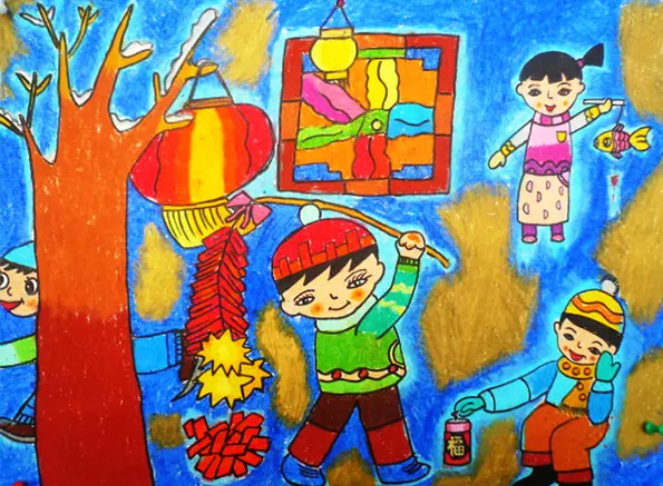 小学生春节的画：小学生春节对联画画大全