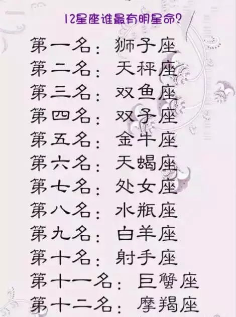 2、命运的星座女:有好命的是哪三个星座女？