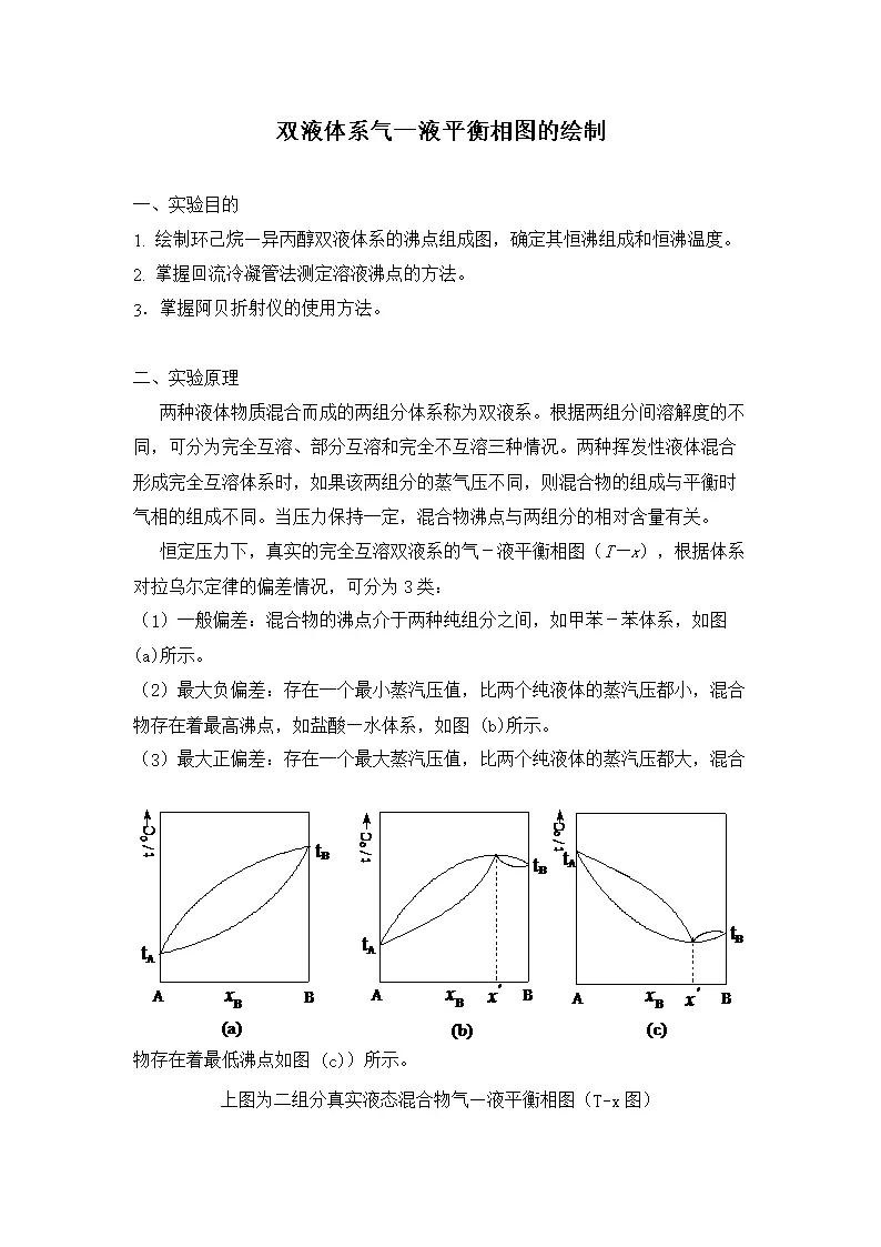 3、两组分金属相图绘制思考题:二组分沸点组成相图思考题