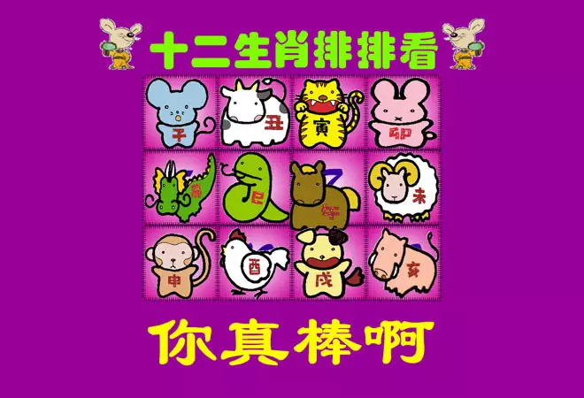 十二生肖排表图：十二生肖数字表图