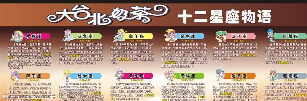1、十二星座最喜欢喝什么奶茶:都点星球奶茶十二星座奶茶是怎么样的呢？