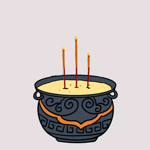 1、二根香烧香图解大全:给上香后右侧两根香灰搭桥了表示什么意思？