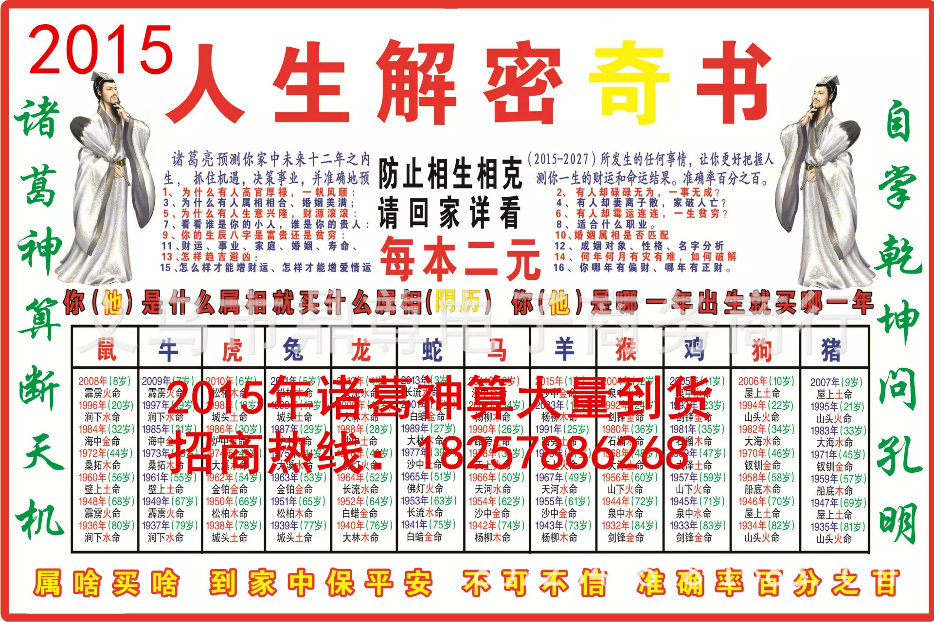 十二生肖屬相對照表：與十二生肖的版權信息