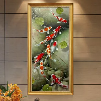 5、九魚圖玄關畫圖片大全:老公五行屬火,進門正對的選玄關能用九魚圖嗎