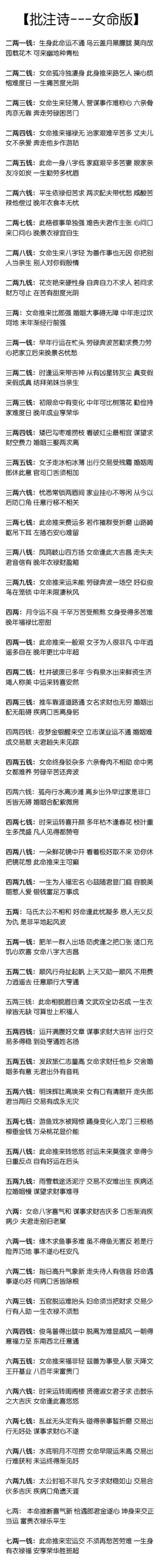 1、袁天罡稱骨算命女版詳細解釋:袁天罡稱骨算命男女詳解