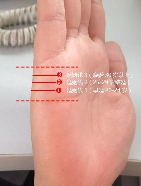 3、婚姻線是哪個:男手相婚姻線在哪個手