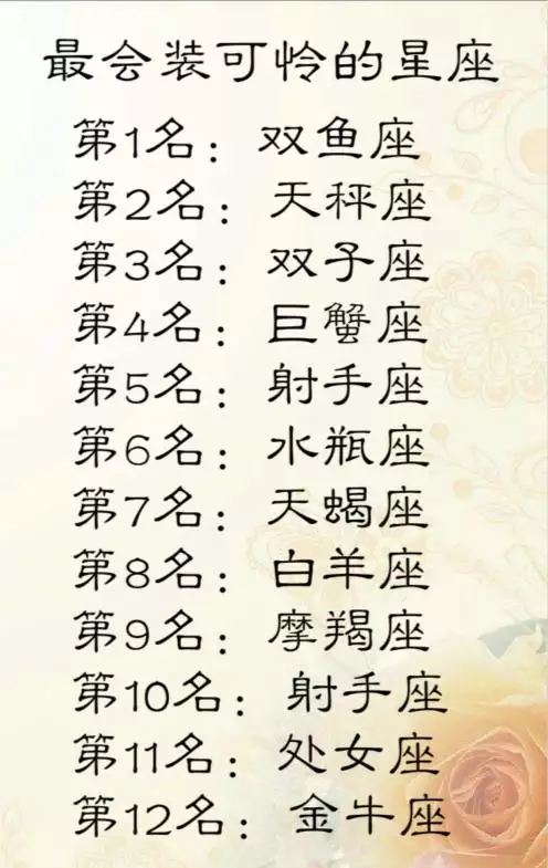 1、配對指數:十二星座的配對指數