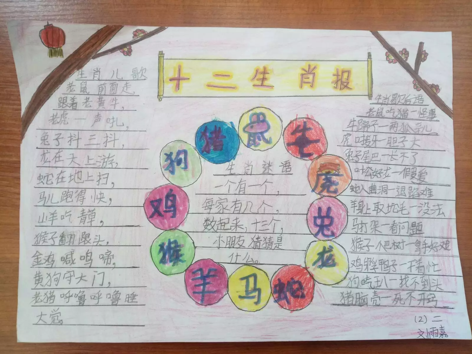 二年級12屬相手抄報：二年級手抄報簡樸的