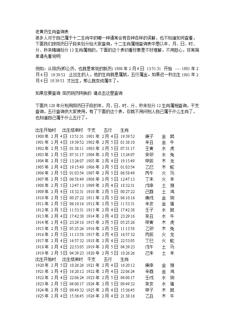3、老黃曆百歲表:老黃曆的介紹