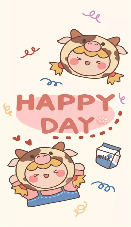 年牛年手機壁紙卡通：牛年祝福圖片