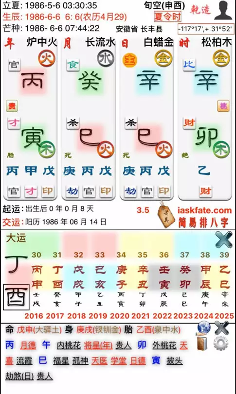 3、有會看八字的嗎？用幾種軟件算命，結果卻差了很多 請懂行的人幫忙看看吧，小女子感激不盡