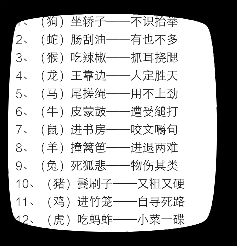十二生肖屬相的農耕諺語諺語：關於十二生肖的諺語