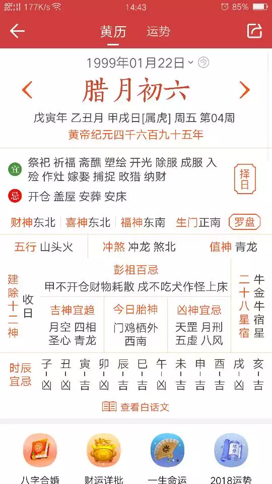 4、80年1月21屬什麼:農曆年1月21日下午15時五行缺什麼