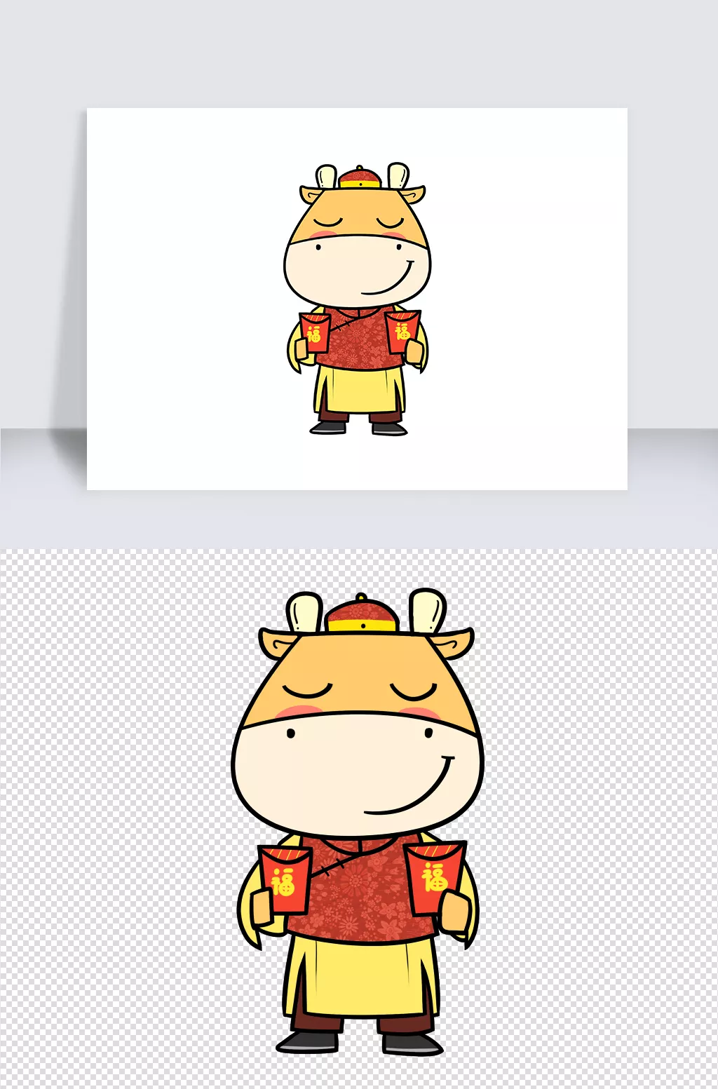 春節小牛簡筆畫：春節的簡筆畫