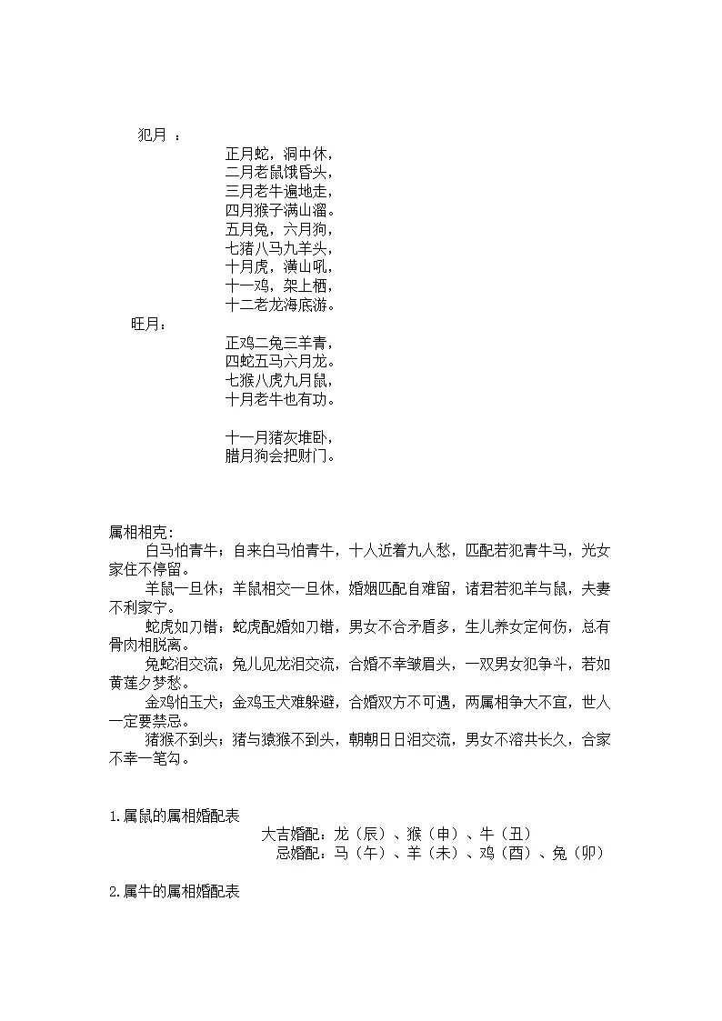人生十二屬相中犯月在幾月：十二生肖的犯月