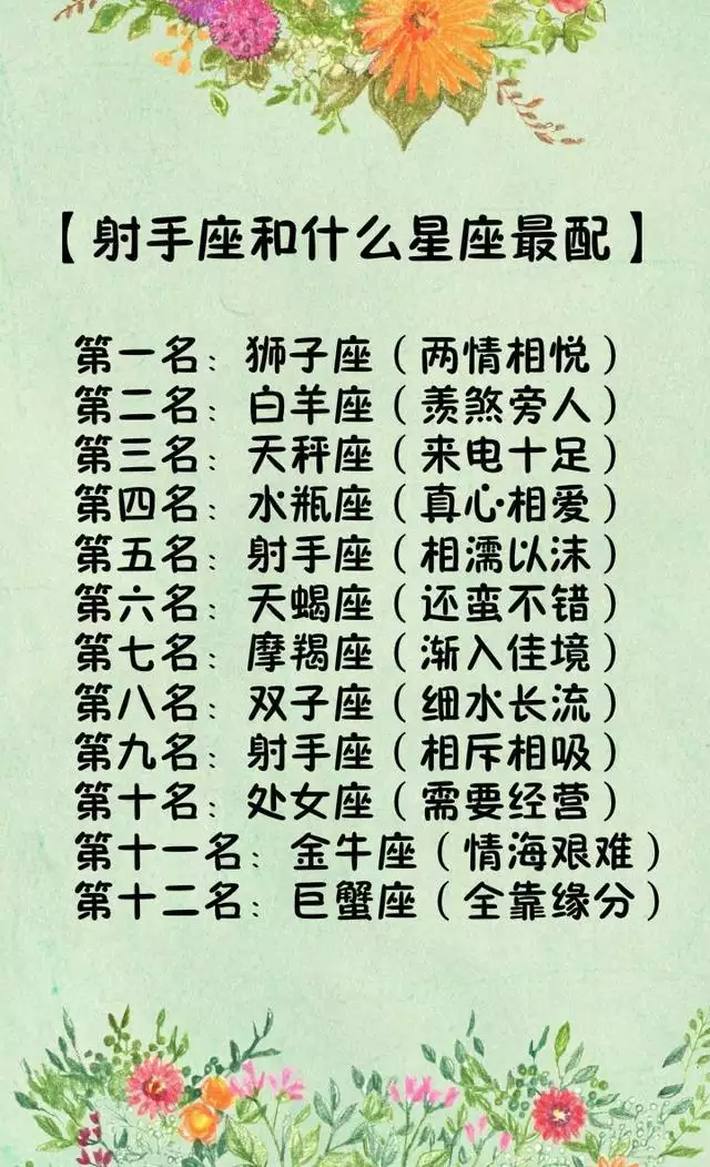 2、射手座的婚配是什麼星座:射手座女生能吸引什麼星座的男生