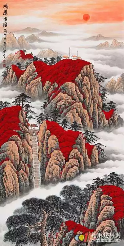 3、旺財旺人山水畫:山水畫寓意