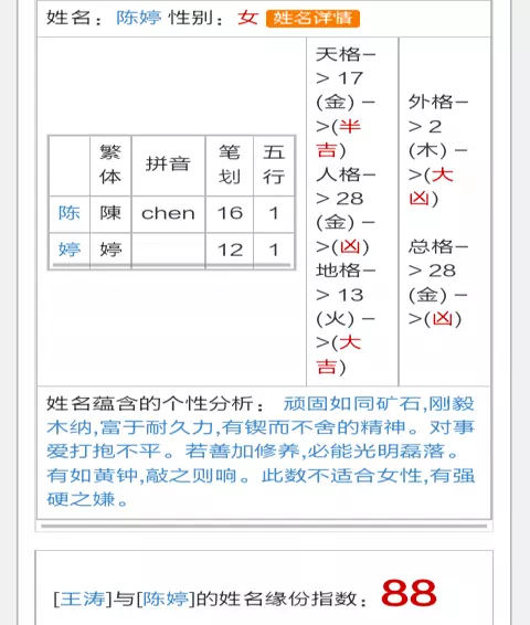 愛情配對姓名指數測試