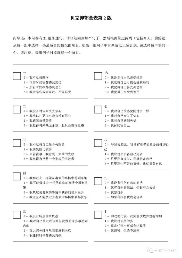 1、測一測你的抑鬱程度10題:判斷是否得了抑鬱症的測試題