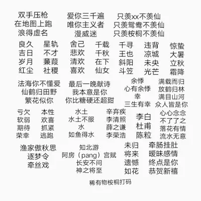 2、情侶名字一對簡潔霸氣:簡潔的情侶名字