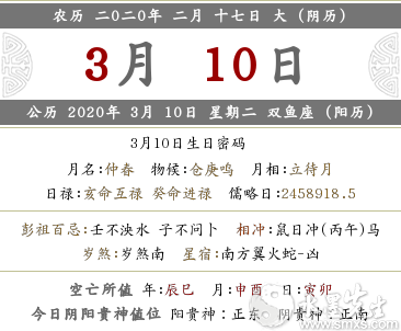 2020鼠年农历二月十七喜神当日方位大全！(图文)