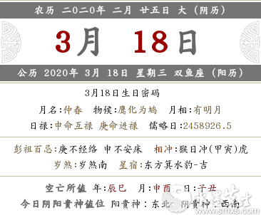 2020年3月18日—阴历二月二十五宜忌·禁忌详析！(图文)