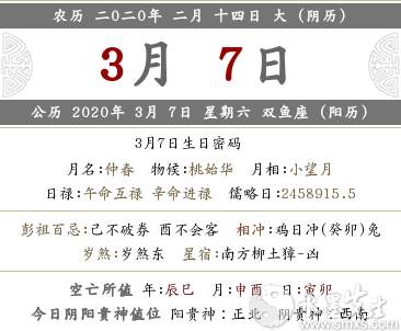 2020年农历二月十四各时辰吉凶 吉时宜忌查询(图文)