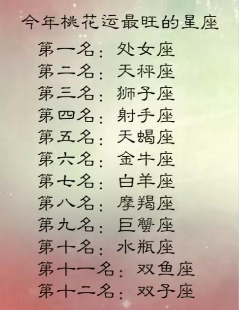 十二星座今年的桃花运势解析