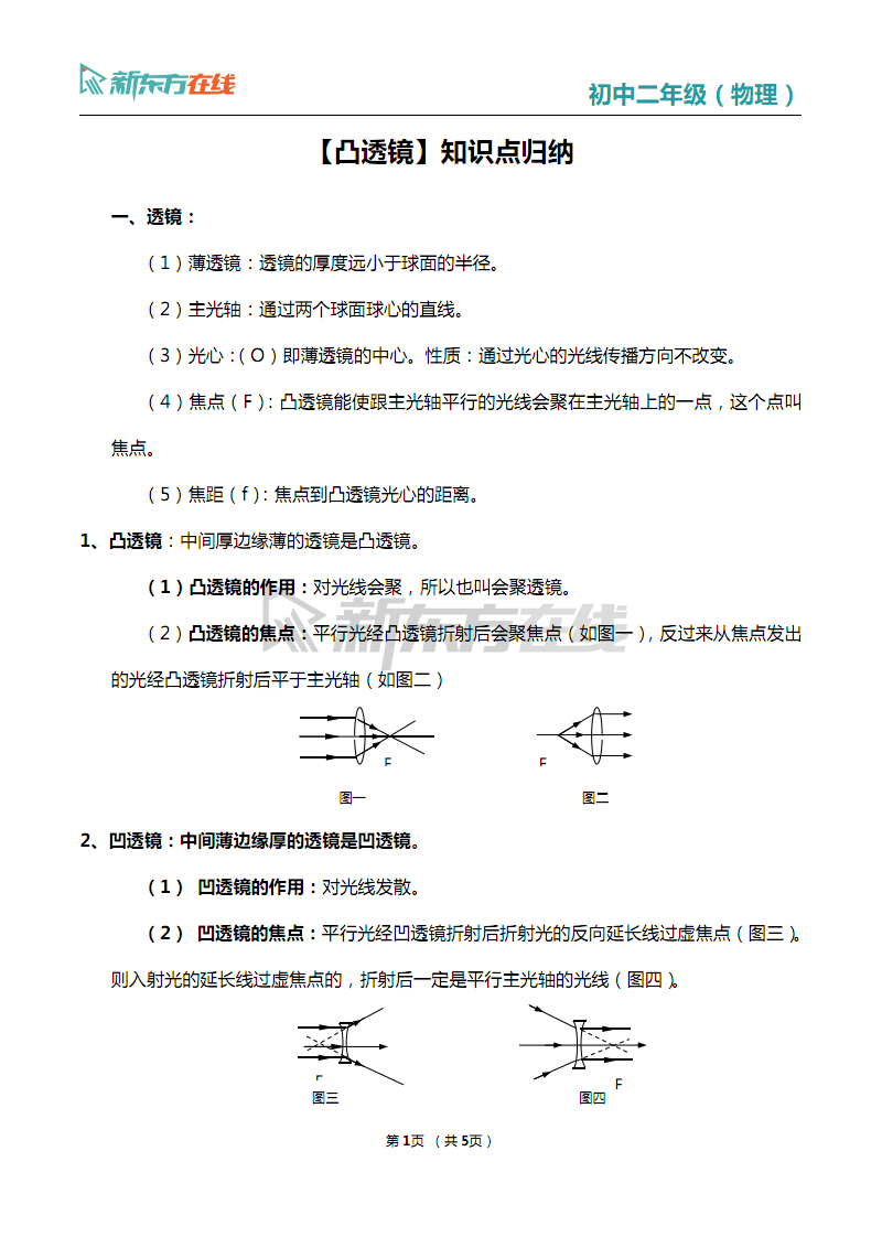 凸透镜八字方针