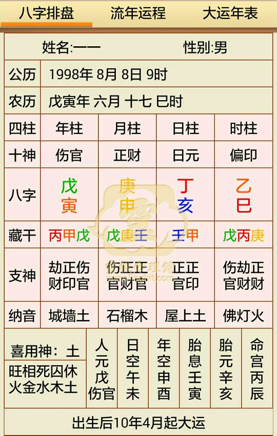 开生辰八字