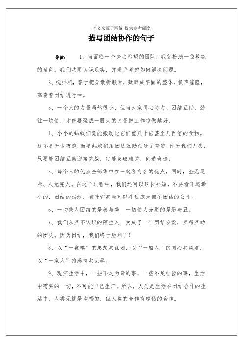 关于团结协作八字词语