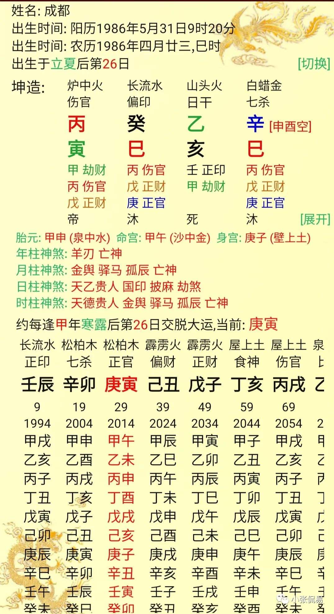 1996年9月19日农历八字