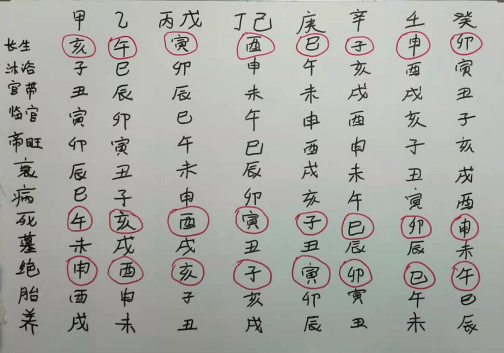 八字十二宫表