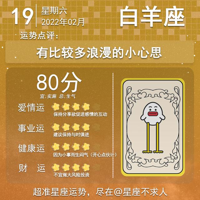 2022年2月19日星座生肖运势