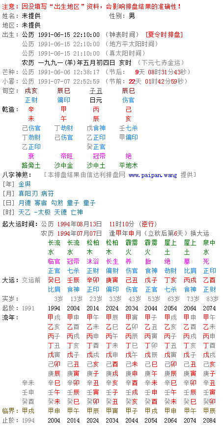 九六年六月初八寅时生人的八字